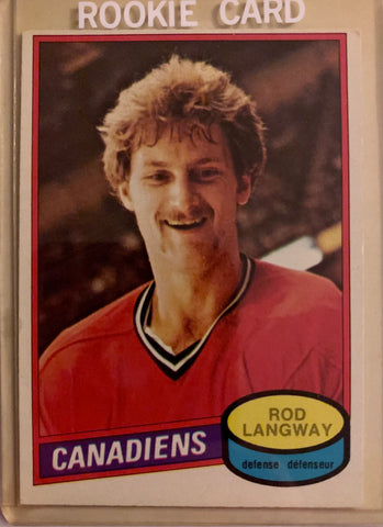 1980-81 O-PEE-CHEE HOCKEY #344 MONTREAL CANADIENS - ROD LANGWAY ROOKIE CARD RAW