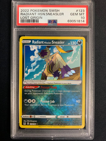 2022 POKEMON LOST ORIGIN RADIANT HISUIAN SNEASLER HOLO - GRADED PSA 10 GEM MINT