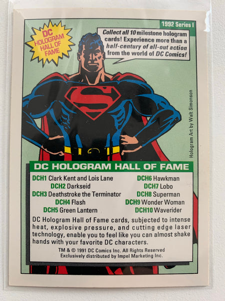 1992 DC COMICS SERIES 1 - #DCH8 - SUPERMAN HOLOGRAM ROOKIE CARD