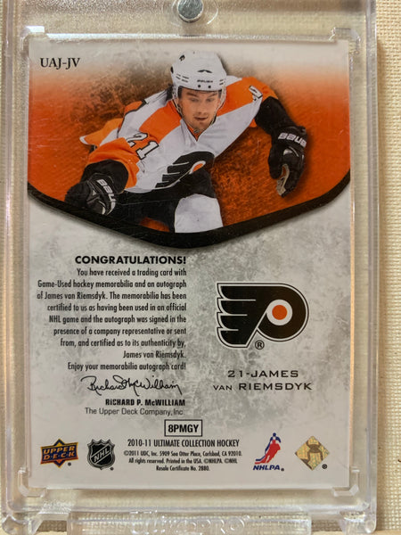 2010-11 ULTIMATE HOCKEY #UAJ-JV PHILADELPHIA FLYERS - JAMES VAN RIEMSDYK ULTIMATE AUTO JERSEY CARD RAW