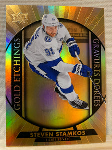 2020-21 TIM HORTONS HOCKEY #G-13 TAMPA BAY LIGHTNING - GOLD ETCHINGS STEVEN STAMKOS CARD RAW