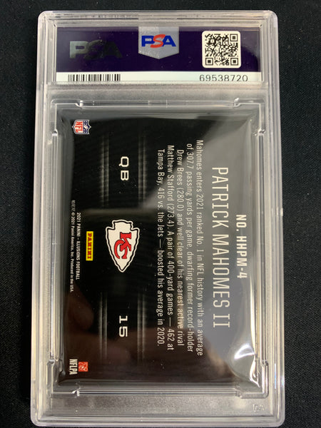 2021 PANINI ILLUSIONS FOOTBALL #HHPM-4 KANSAS CITY CHIEFS - PATRICK MAHOMES HOLOHEROES SP INSERT GRADED PSA 9 MINT