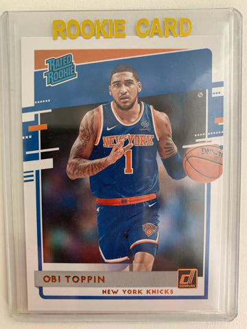 2020-2021 PANINI DONRUSS NBA BASKETBALL #229 NEW YORK KNICKS - OBI TOPPIN DONRUSS RATED ROOKIE CARD