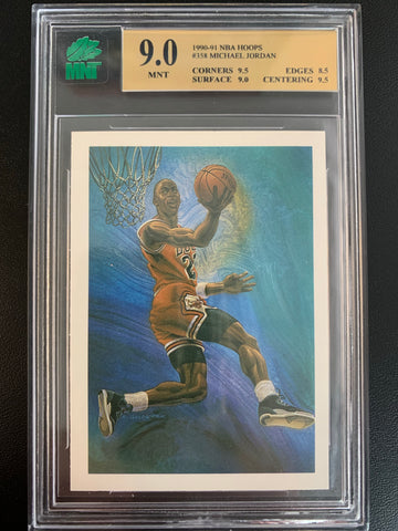 1990-91 NBA HOOPS BASKETBALL #358 - MICHAEL JORDAN CHICAGO BULLS CHECKLIST GRADED MNT 9.0 MINT