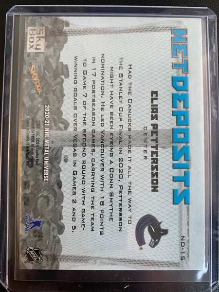 2020-21 UD SKYBOX METAL UNIVERSE HOCKEY #ND-15 VANCOUVER CANUCKS - ELIAS PETTERSSON NET DEPOSITS INSERT CARD