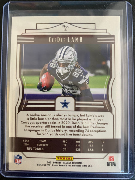 2021 PANINI LEGACY FOOTBALL #4 DALLAS COWBOYS - CEE DEE LAMB RED PARALLEL NUMBERED 111/299