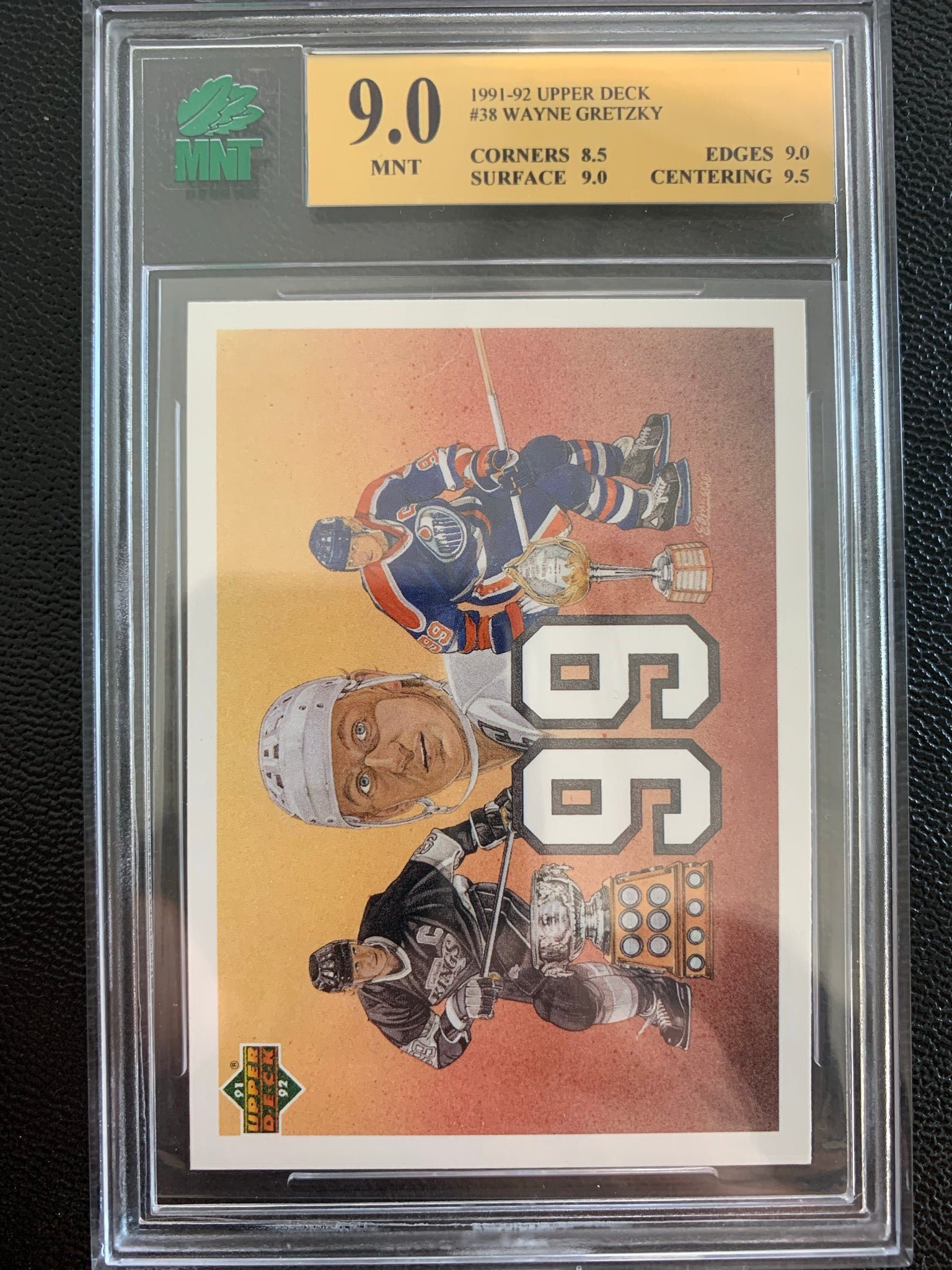 1991-92 UPPER DECK HOCKEY #38 EDMONTON OILERS - WAYNE GRETZKY FRENCH VARIATION "99" CARD GRADED MNT 9.0 MNT