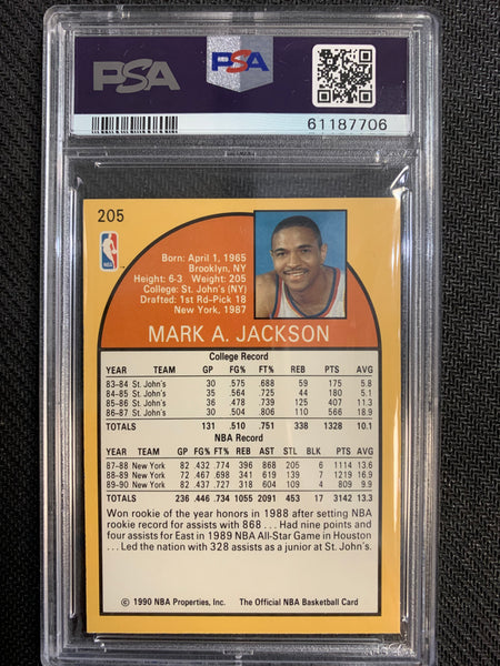 1990 NBA HOOPS BASKETBALL #205 NEW YORK KNICKS - MARK JACKSON (MENENDEZ BROTHERS) CARD GRADED PSA 9 MINT