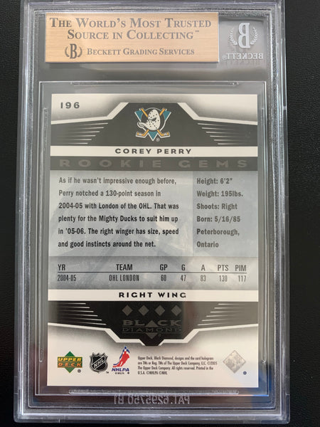 2005-06 UPPER DECK BLACK DIAMOND HOCKEY #196 ANAHEIM DUCKS - COREY PERRY QUAD DIAMOND ROOKIE CARD GRADED BGS 9.5 GEM MINT