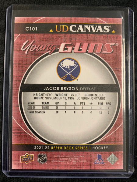 2021-22 UPPER DECK S1 HOCKEY #C101 BUFFALO SABRES - JACOB BRYSON RED CANVAS YOUNG GUNS ROOKIE CARD