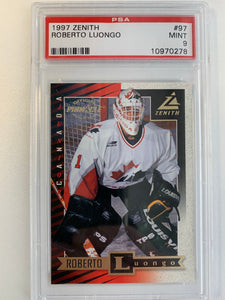 1997-98 PINNACLE ZENITH HOCKEY #97 TEAM CANADA JUNIORS - ROBERTO LUONGO ROOKIE CARD GRADED PSA 9