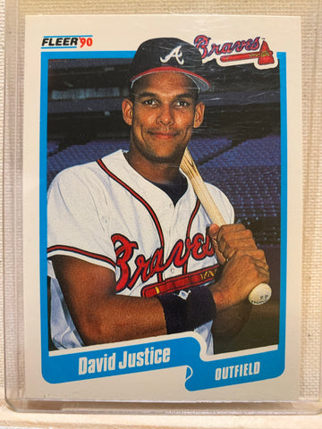 1990-91 FLEER BASEBALL #586 - DAVID JUSTICE ROOKIE CARD RAW