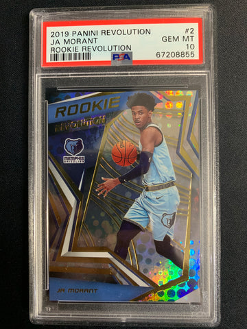 2019 PANINI REVOLUTION BASKETBALL #2 MEMPHIS GRIZZLIES - JA MORANT ROOKIE REVOLUTION ROOKIE CARD GRADED PSA 10 GEM MINT