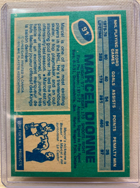 1976-77 O-PEE-CHEE HOCKEY #91 LOS ANGELES KINGS - MARCEL DIONNE CARD RAW