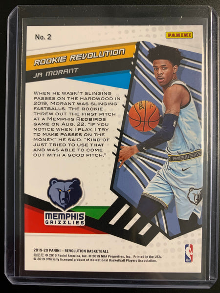 2019-20 PANINI REVOLUTION BASKETBALL #2 MEMPHIS GRIZZLIES - JA MORANT ROOKIE REVOLUTION ROOKIE CARD