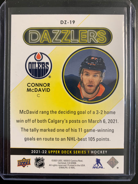 2021-22 UPPER DECK SERIES 1 HOCKEY #DZ-19 EDMONTON OILERS - CONNOR MCDAVID PINK SP DAZZLER INSERT - BRAND NEW!
