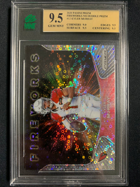 2020 PANINI PRIZM FOOTBALL #12 ARIZONA CARDINALS - KYLER MURRAY FIREWORKS NO HUDDLE PRIZM GRADED MNT 9.5 GEM MINT