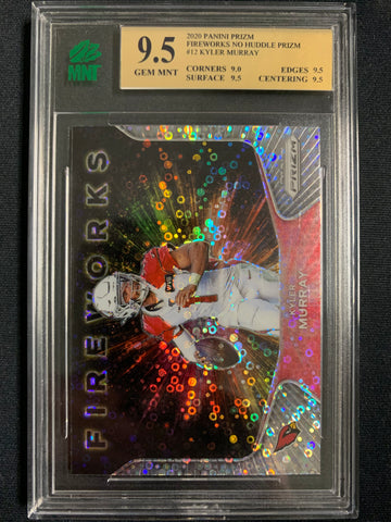 2020 PANINI PRIZM FOOTBALL #12 ARIZONA CARDINALS - KYLER MURRAY FIREWORKS NO HUDDLE PRIZM GRADED MNT 9.5 GEM MINT