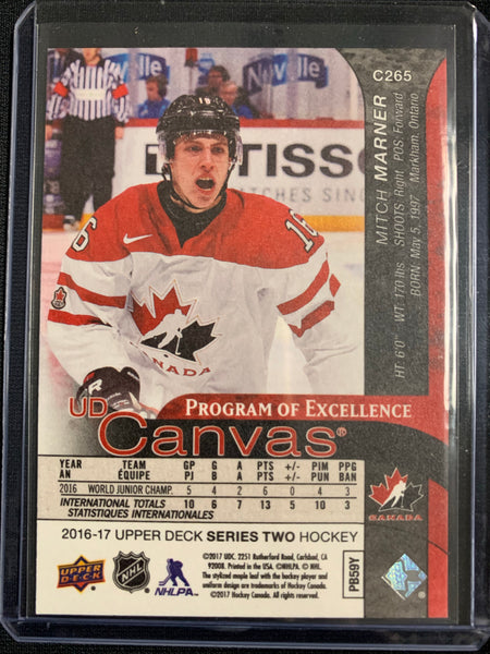2016-17 UPPER DECK HOCKEY #C265 TORONTO MAPLE LEAFS - MITCH MARNER CANVAS PROGRAM OF EXCELLENCE ROOKIE CARD