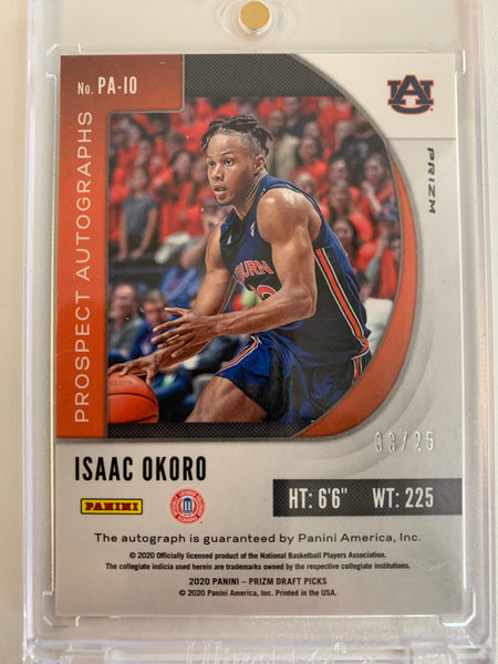 2020 PANINI PRIZM DRAFT PICKS BASKETBALL #PA-10 CLEVELAND CAVALIERS - ISAAC OKORO PROSPECT AUTO 03/25 ROOKIE CARD