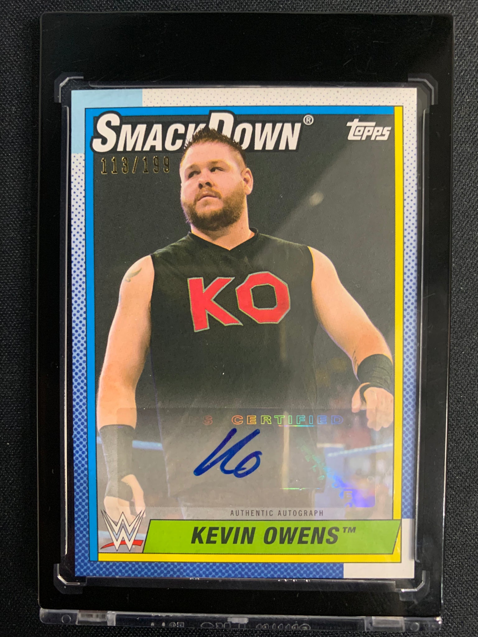 2021 TOPPS HERITAGE WWE WRESTLING #A-KO - KEVIN OWENS ON CARD AUTOGRAPH NUMBERED 113/199