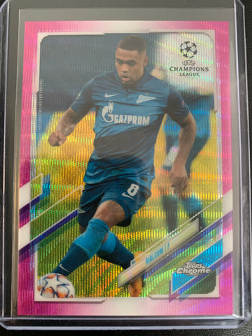 2021 TOPPS CHROME UEFA CHAMPIONS LEAGUE SOCCER #41 FC ZENIT - MALCOM PINK PRIZM CARD