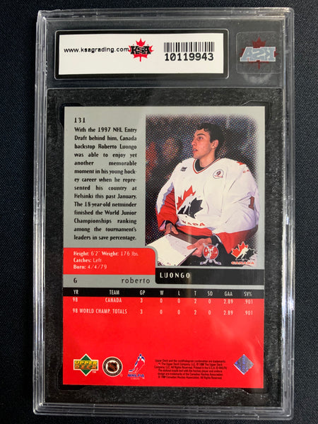 1997-98 BLACK DIAMOND HOCKEY #131 TEAM CANADA JUNIORS - ROBERTO LUONGO ROOKIE CARD GRADED KSA 8.5 NMN+