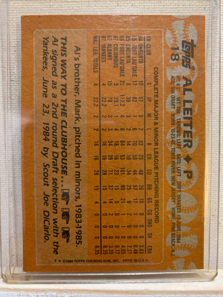 1988-89 TOPPS BASEBALL #18 - AL LEITER ROOKIE CARD RAW