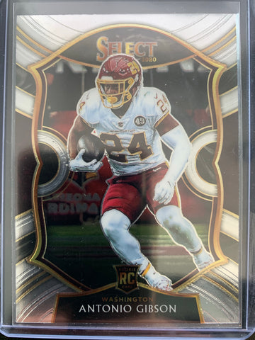 2020 PANINI SELECT FOOTBALL #72 WASHINGTON REDSKINS - ANTONIO GIBSON SELECT CONCOURSE LEVEL ROOKIE CARD