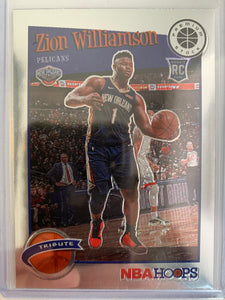 2019-2020 PANINI NBA HOOPS PREMIUM STOCK #296 NEW ORLEANS PELICANS - ZION WILLIAMSON TRIBUTE ROOKIE CARD