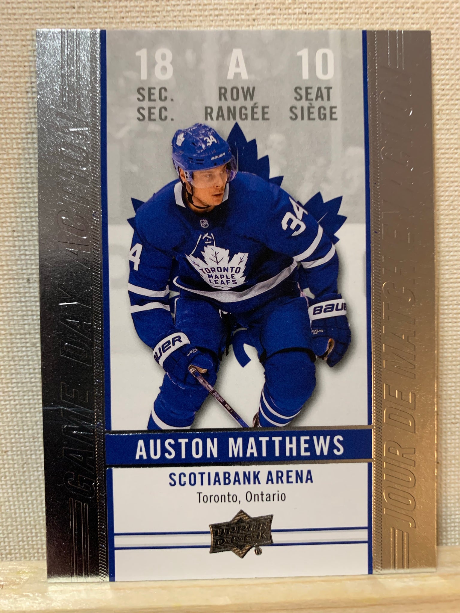 2018-19 TIM HORTONS HOCKEY #GDA-10 TORONTO MAPLE LEAFS - GAME DAY ACTION AUSTON MATTHEWS CARD RAW