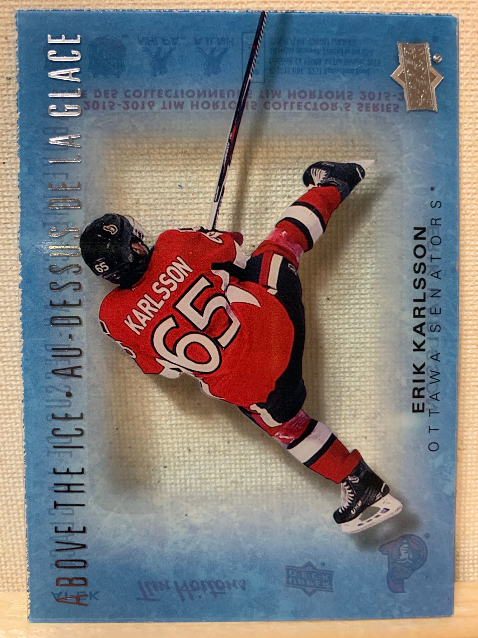 2015-16 TIM HORTONS HOCKEY #AI-EK OTTAWA SENATORS - ABOVE THE ICE ERIK KARLSSON CARD RAW