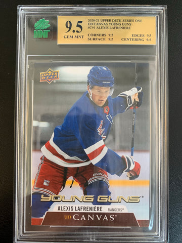 2020-21 UPPER DECK HOCKEY #C91 NEW YORK RANGERS - ALEXIS LAFRENIERE YOUNG GUNS CANVAS ROOKIE GRADED MNT 9.5 GEM MINT