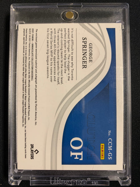 2021 PANINI IMMACULATE BASEBALL #CCM-GS TORONTO BLUE JAYS - GEORGE SPRINGER JERSEY AUTO NUMBERED 43/99