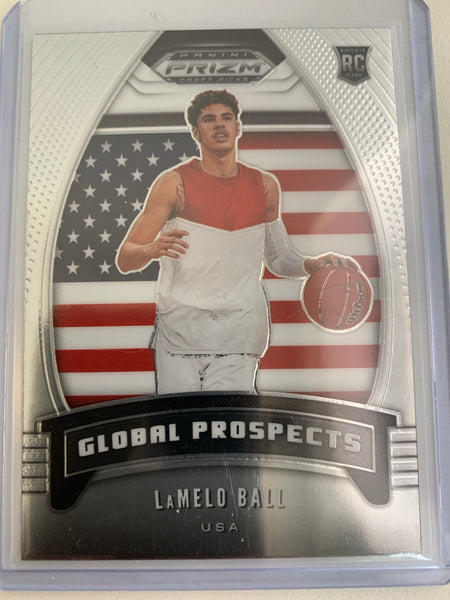 2020 PANINI PRIZM DRAFT PICKS BASKETBALL #98 CHARLOTTE HORNETS - LAMELO BALL PRIZM GLOBAL PROSPECTS ROOKIE CARD