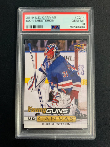 2019 UPPER DECK SERIES 2 HOCKEY #C214 - NEW YORK RANGERS - IGOR SHESTERKIN CANVAS YOUNG GUNS ROOKIE GRADED PSA 10 GEM MINT