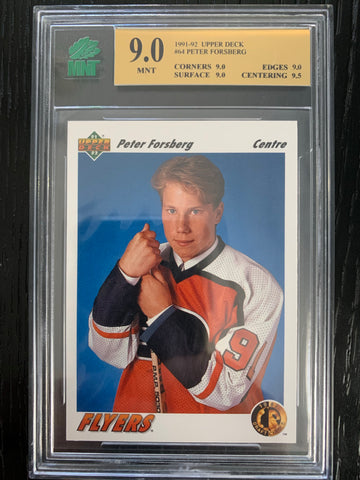 1991-92 UPPER DECK HOCKEY #64 PHILADELPHIA FLYERS - PETER FORSBERG ROOKIE CARD GRADED MNT 9.0 MINT