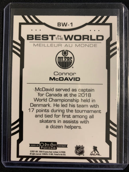 2020-21 UD OPC PLATINUM HOCKEY #BW-1 EDMONTON OILERS - CONNOR MCDAVID BEST IN THE WORLD INSERT