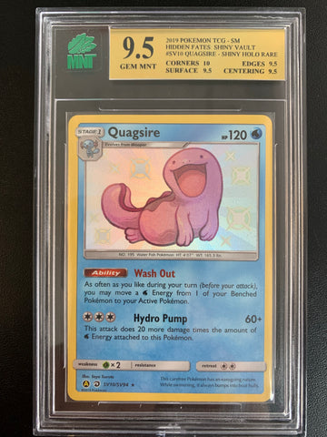 POKEMON SUN & MOON HIDDEN FATES SHINY VAULT # SV10 QUAGSIRE SHINY HOLO RARE GRADED MNT 9.5 GEM MINT