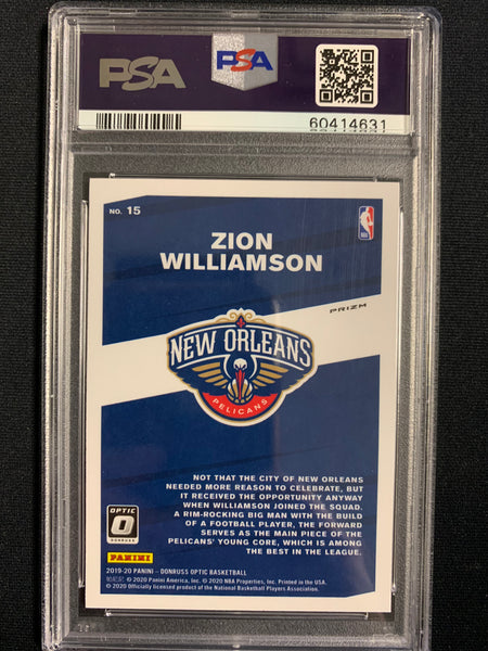 2019 PANINI DONRUSS OPTIC NBA BASKETBALL #15 NEW ORLEANS PELICANS - ZION WILLIAMSON "MY HOUSE"  SILVER HOLO SP GRADED PSA 9 MINT
