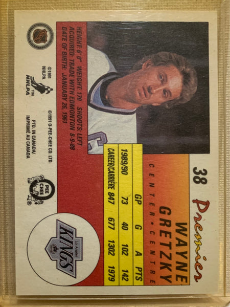 1990-91 O-PEE-CHEE PREMIER HOCKEY #38 LOS ANGELES KINGS - WAYNE GRETZKY CARD RAW