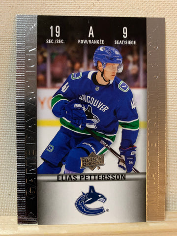 2019-20 TIM HORTONS HOCKEY #HGD-9 VANCOUVER CANUCKS - GAME DAY ACTION ELIAS PETTERSSON CARD RAW