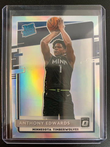 2020-2021 PANINI DONRUSS OPTIC NBA BASKETBALL #151 MINNESOTA TIMERWOLVES - ANTHONY EDWARDS OPTIC SILVER PRIZM SP RATED ROOKIE CARD