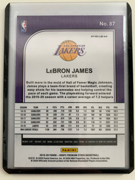2020-2021 PANINI HOOPS NBA BASKETBALL #87 LOS ANGELES LAKERS - LEBRON JAMES PURPLE DISCO PARALLEL CARD