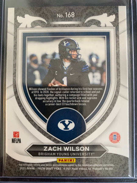 2021 PANINI PRIZM DRAFT PICKS FOOTBALL #168 NEW YORK JETS - ZACH WILSON PRIZM CRUSADE ROOKIE CARD