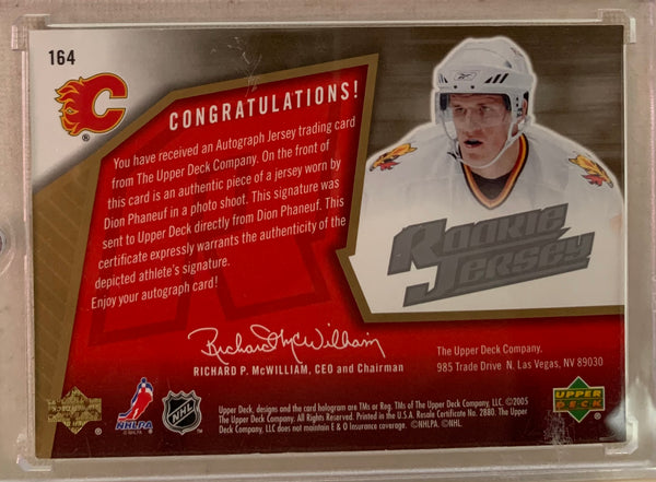 2005-06 SPX HOCKEY #164 CALGARY FLAMES - DION PHANEUF SPX AUTOGRAPHED JERSEY ROOKIE CARD RAW