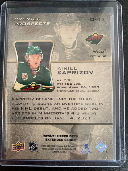 2020-21 UPPER DECK EXTENDED HOCKEY #O-41 MINNESOTA WILD - KIRILL KAPRIZOV OVATION PREMIER PROSPECTS ROOKIE CARD