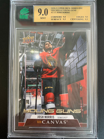 2020-21 UPPER DECK HOCKEY #C111 OTTAWA SENATORS - JOSH NORRIS YOUNG GUNS CANVAS ROOKIE CARD GRADED MNT 9.0 MINT