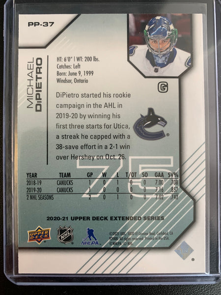 2020-21 UPPER DECK EXTENDED HOCKEY #PP-37 VANCOUVER CANUCKS - MICHAEL DIPIETRO PROS & PROSPECTS ROOKIE CARD NUMBERED 0550/1000