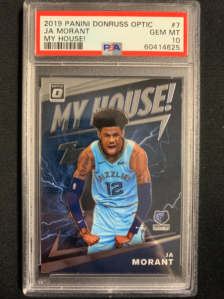 2019 PANINI DONRUSS OPTIC NBA BASKETBALL #7 MEMPHIS GRIZZLIES - JA MORANT "MY HOUSE" GRADED PSA 10 GEM MINT